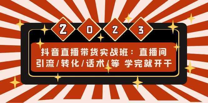 抖音直播带货实战班：直播间引流/转化/话术/等 学完就开干