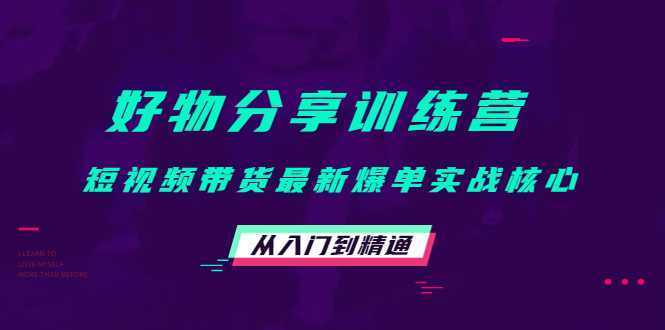好物分享训练营：短视频带货最新爆单实战核心，从入门到精通