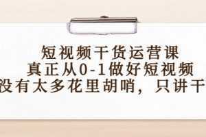 短视频干货运营课,真正从0-1做好短视频,没有太多花里胡哨,只讲干货