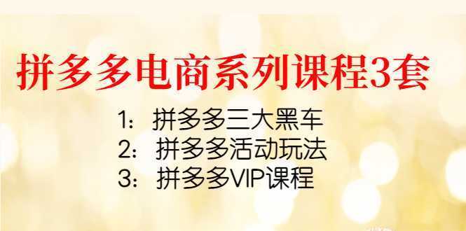 拼多多电商系列课程3套：拼多多三大黑车+拼多多活动玩法+拼多多VIP课程