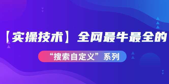 全网最牛最全的“搜索自定义”系列！【实操技术】价值698元