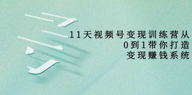 11天视频号变现训练营，从0到1打造变现赚钱系统