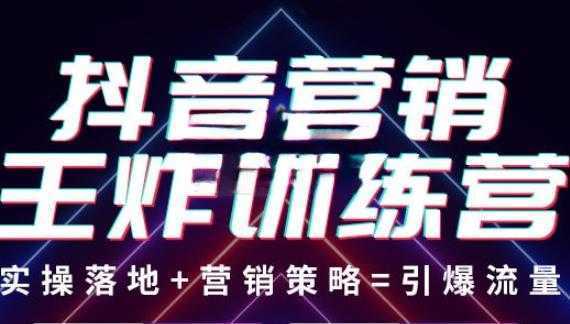 抖音营销王炸训练营，实操落地+营销策略=引爆流量