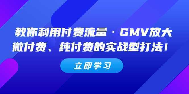 教你利用付费流量·GMV放大,微付费、纯付费的实战型打法!