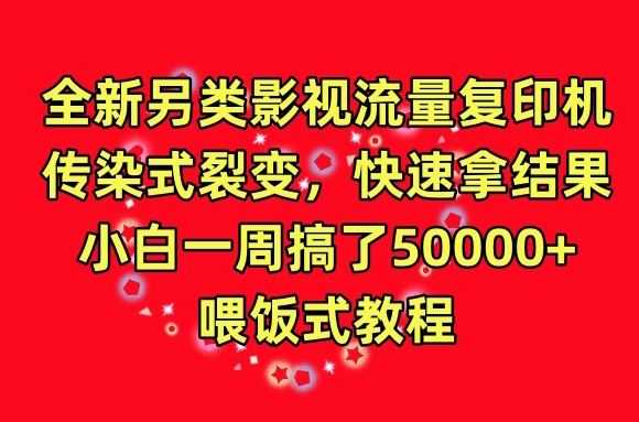 全新另类影视流量复印机，传染式裂变，快速拿结果，小白一周搞了50000+，喂饭式教程【揭秘】