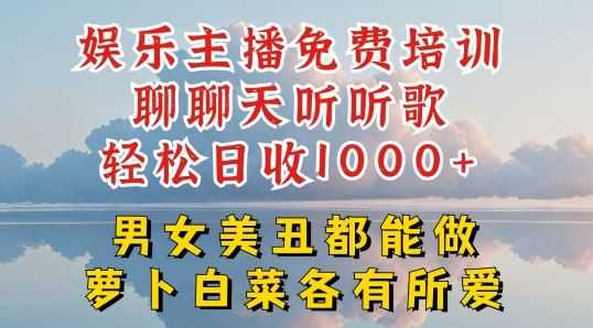 娱乐主播免费培训聊聊天听听歌轻松日收1K+，男女美丑都能做萝卜白菜各有所爱【揭秘】