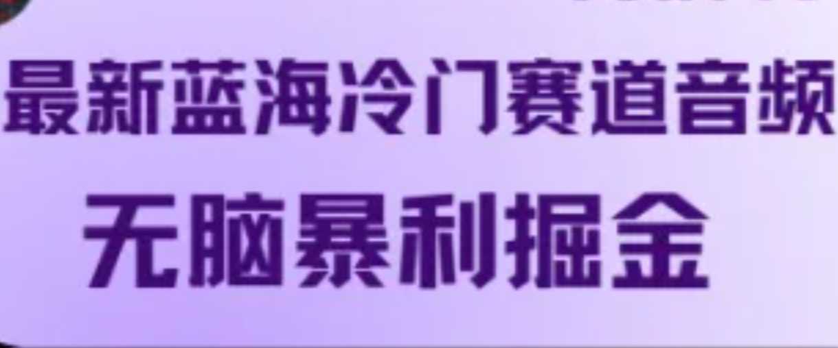 最新蓝海冷门赛道音频,无脑暴利掘金