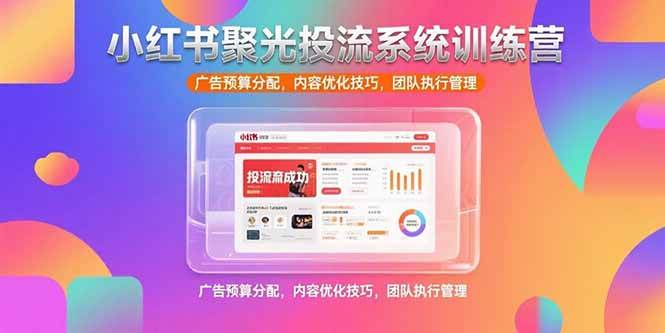 小红书聚光投流系统训练营，广告预算分配，内容优化技巧，团队执行管理