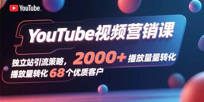 YouTube视频营销课，独立站引流策略，2000+播放量转化68个优质客户