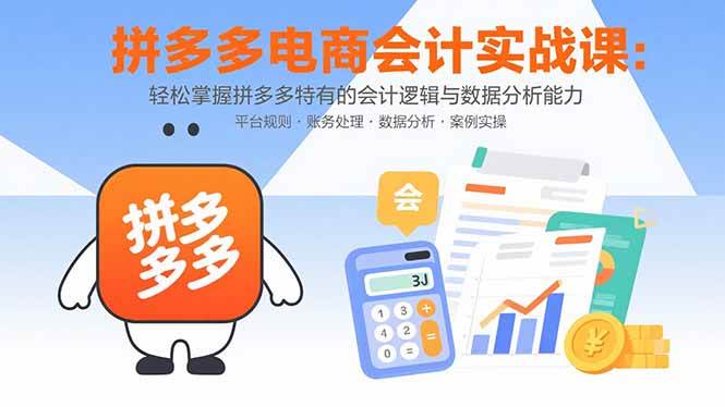 拼多多电商会计实战课：轻松掌握拼多多特有的会计逻辑与数据分析能力