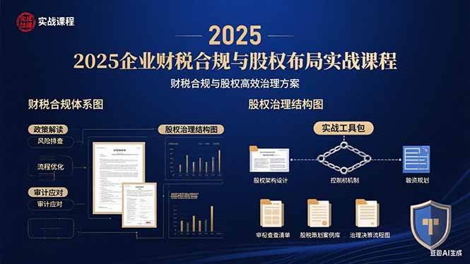 2025企业财税合规与股权布局的实战课程：财税合规与股权高效治理方案