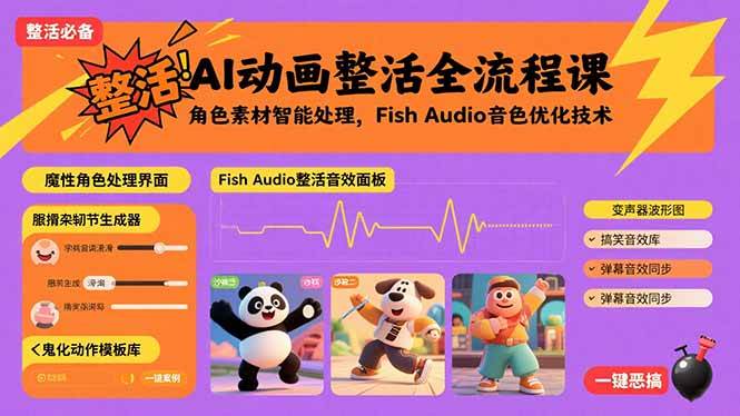 AI动画整活全流程课，角色素材智能处理，Fish Audio音色优化技术