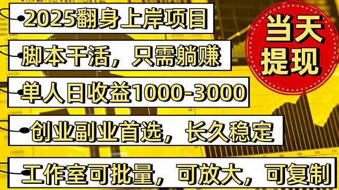2025翻身上岸项目脚本干活，内部客户经理内部开号，单人日收益1000-300…