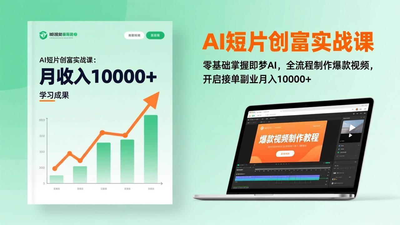 AI短片创富实战课：零基础掌握即梦AI，全流程制作爆款视频，开启接单副业月入10000+(更新)