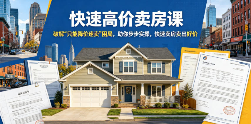 快速高价卖房课，破解“只能降价速卖”困局，助你步步实操，快速卖房卖出好价