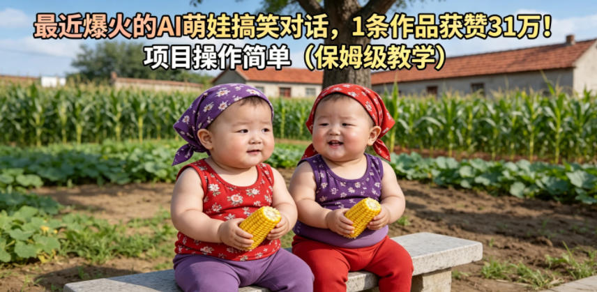 最近爆火的AI萌娃搞笑对话，1条作品获赞31W，项目操作简单