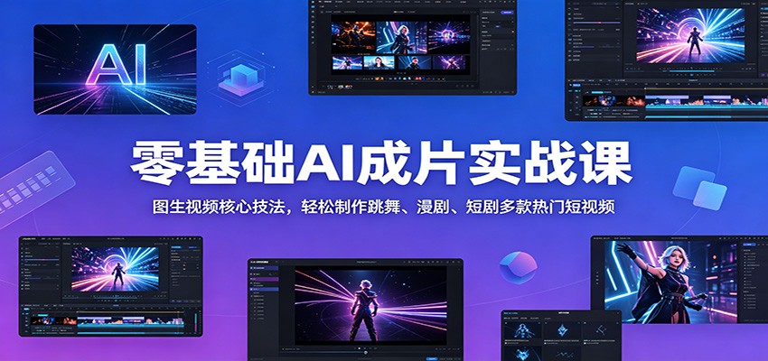 零基础AI成片实战课：图生视频核心技法，轻松制作跳舞、漫剧、短剧多款热门短视频