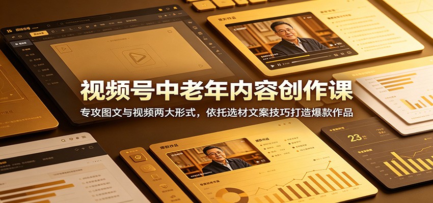 视频号中老年内容创作课：专攻图文与视频两大形式，依托选材文案技巧打造爆款作品