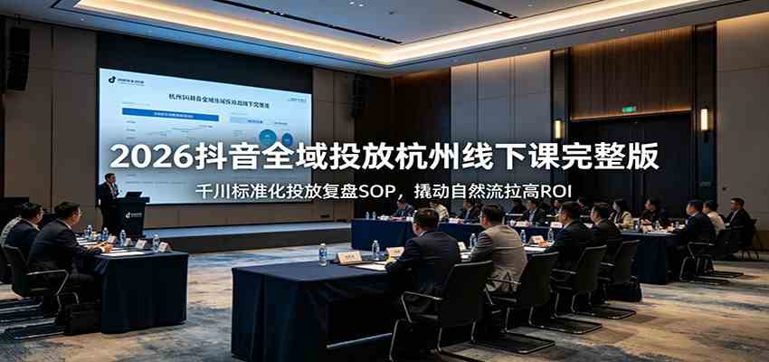 2026抖音全域投放杭州线下课完整版：千川标准化投放复盘SOP，撬动自然流拉高ROI