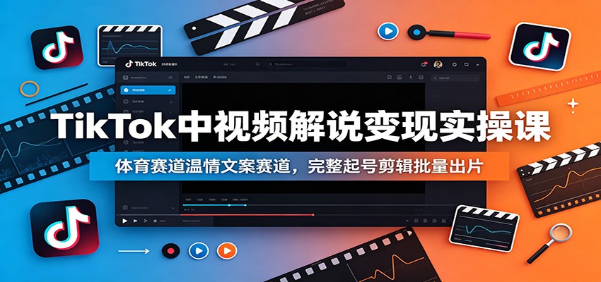 TikTok中视频解说变现实操课：体育赛道温情文案赛道，完整起号剪辑批量出片
