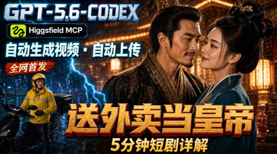 GPT-5.6 Codex+Higgsfield MCP：一条指令生成5分钟短剧并自动上传YouTube