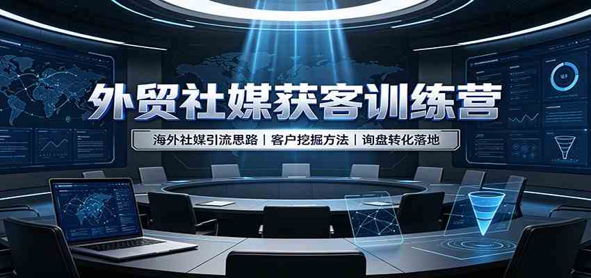 外贸社媒获客训练营：海外社媒引流思路，客户挖掘方法，询盘转化落地