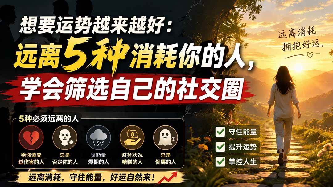 付费文章：想要运势越来越好：远离5种消耗你的人，学会筛选自己的社交圈