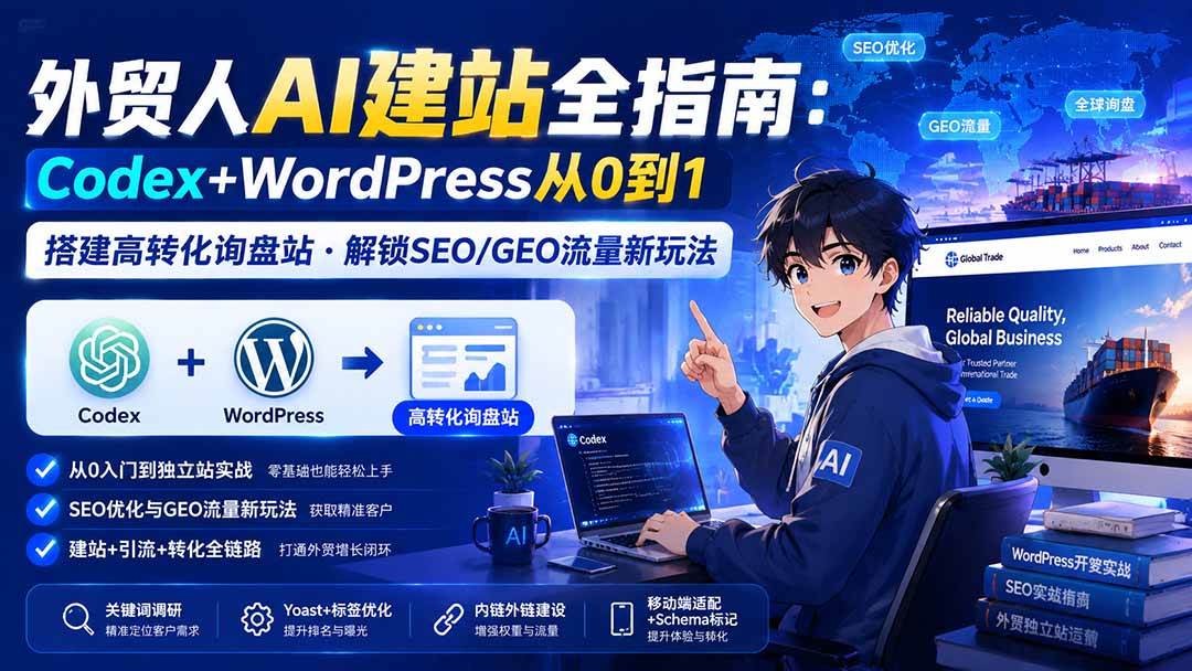 外贸人AI建站全指南：Codex+WordPress从0到1·搭建高转化询盘站·解锁SEO/GEO流量新玩法-更新8月