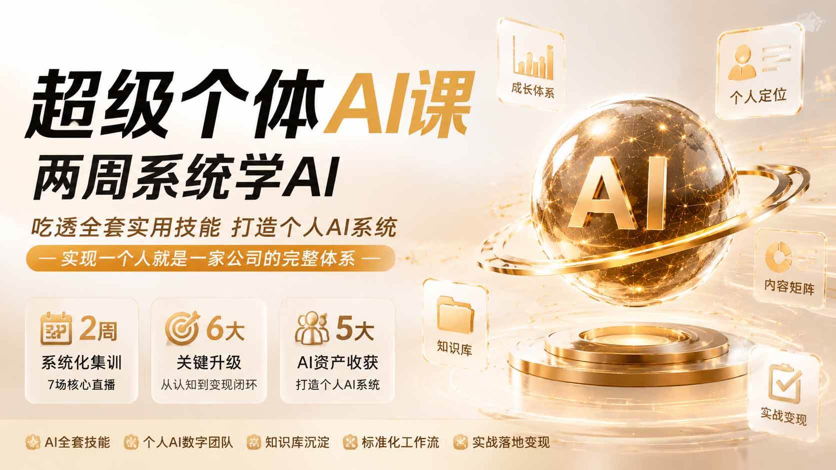 超级个体AI课 两周系统学AI；吃透全套实用技能打造个人AI系统，实现一个人就是一家公司的完整体系(更新0823)