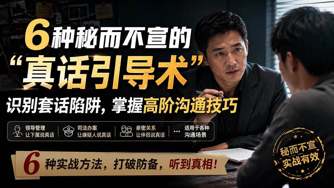 付费文章：6种秘而不宣的“真话引导术”识别套话陷阱，掌握高阶沟通技巧