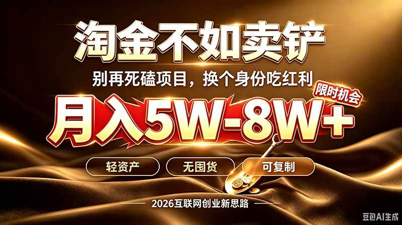 别再傻乎乎埋头跑项目！互联网真正赚钱逻辑：做卖铲人，拒绝当韭菜，逆风翻盘月入5-8W+