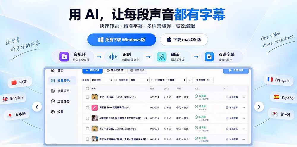 剪映会员不用再开了？视频字幕一键生成加翻译，本地离线运行，完全免费，超快速高精度，字幕大师
