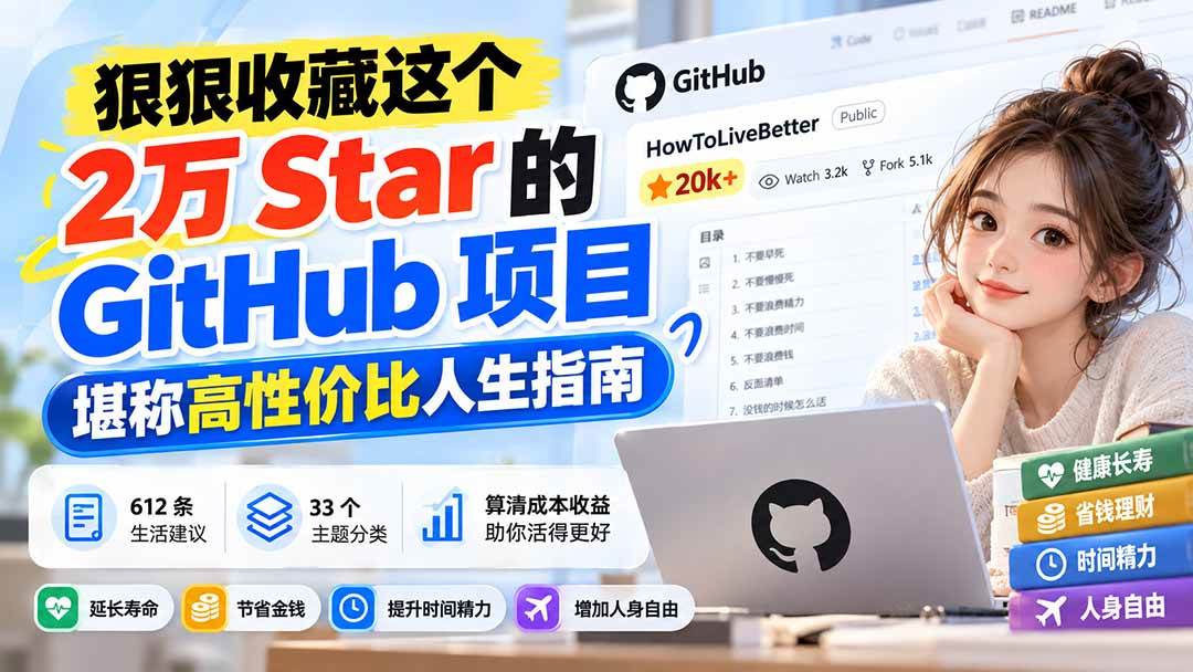 狠狠收藏这个 2 万 Star 的 GitHub 项目，堪称高性价比人生指南。