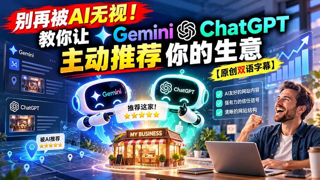 别再被AI无视！教你让GeminiChatGPT主动推荐你的生意【原创双语字幕】