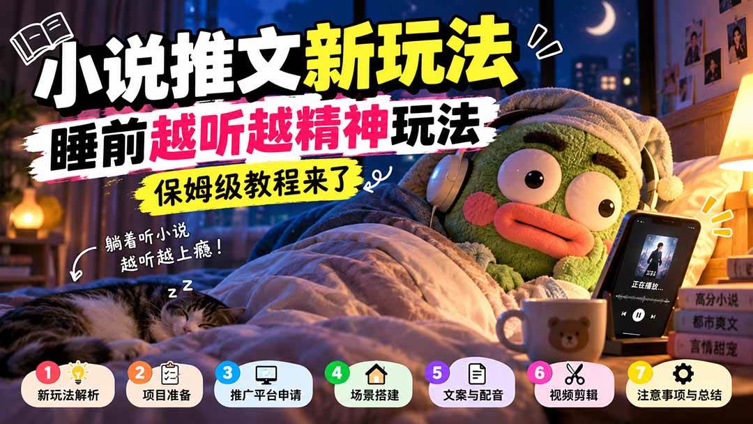 小说推文新玩法，睡前越听越精神玩法，保姆级教程来了