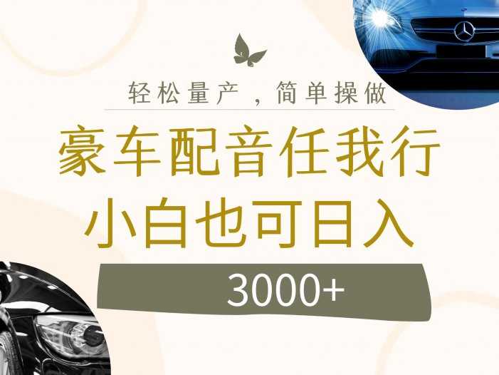 不为人知的暴力小项目，豪车配音，日入3000+