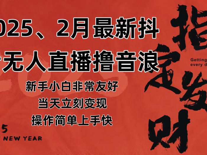 2025年2月，最新抖音无人直播撸音浪