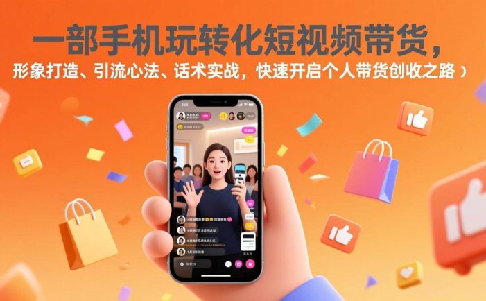 一部手机玩转化短视频带货，形象打造、引流心法、话术实战，快速开启个人带货创收之路