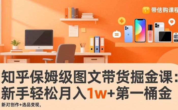 知乎保姆级图文带货掘金课：账号打造+爆文创作+选品变现，新手轻松月入1w+第一桶金