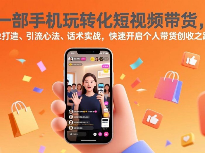 一部手机玩转化短视频带货，形象打造、引流心法、话术实战，快速开启个人带货创收之路
