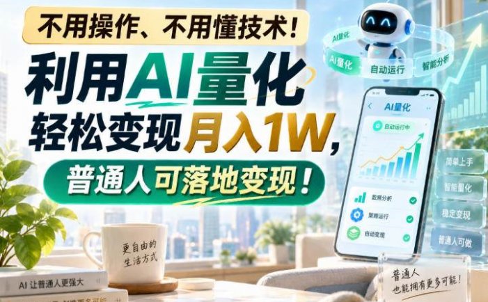 利用AI量化轻松变现月入1W，普通人可落地变现，不用操作、不用懂技术！